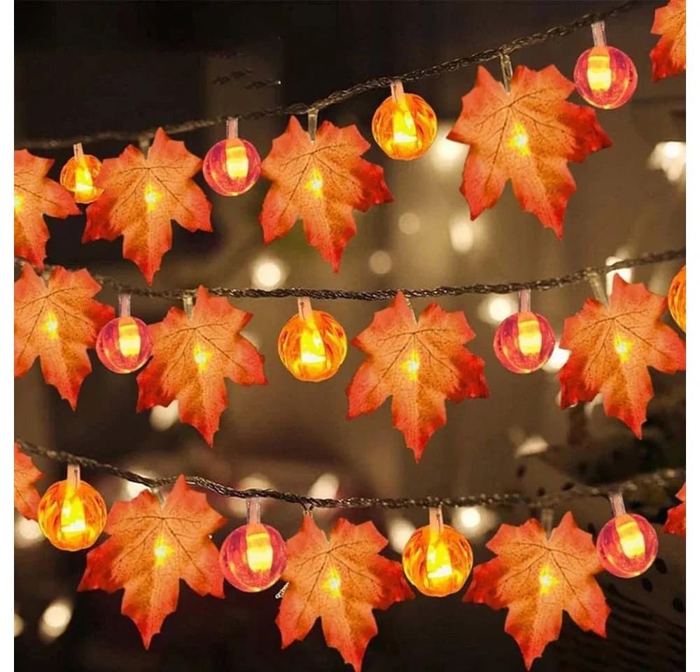 Lapamax LED-Lichterkette Herbst mit Ahornblättern Batterie warmweiß - Bild 2