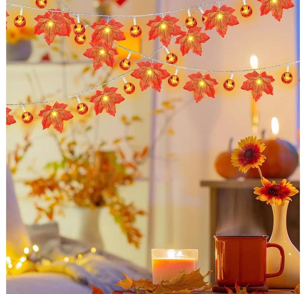 Lapamax LED-Lichterkette Herbst mit Ahornblättern Batterie warmweiß - Bild 5