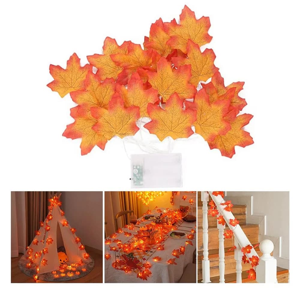 Lapamax LED-Lichterkette Herbst mit Ahornblättern und Kürbissen - Bild 2