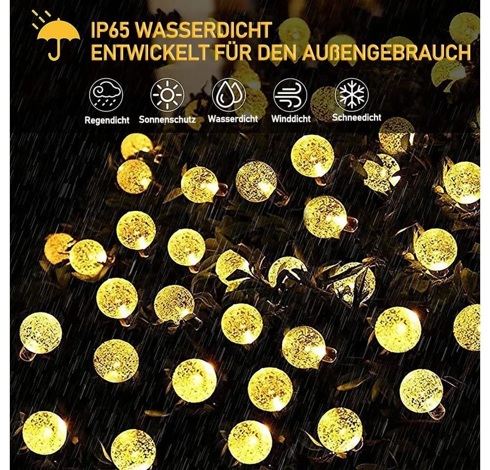 Rosnek Solar LED-Lichterkette mit Kristallkugeln Wasserdicht Garten - Bild 5