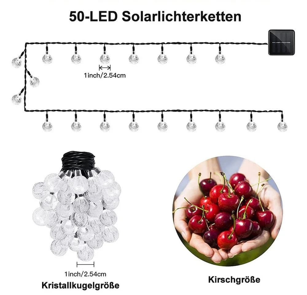 Rosnek LED-Lichterkette Solar Wasserdicht Kristallkugeln - Bild 4