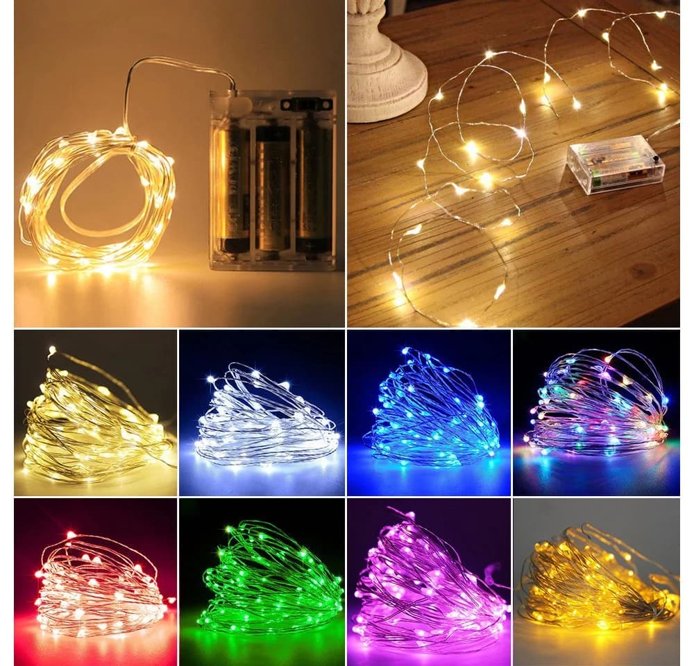 Sunicol LED-Lichterkette Kupferdraht Batteriebetrieben Warmweiß - Bild 2