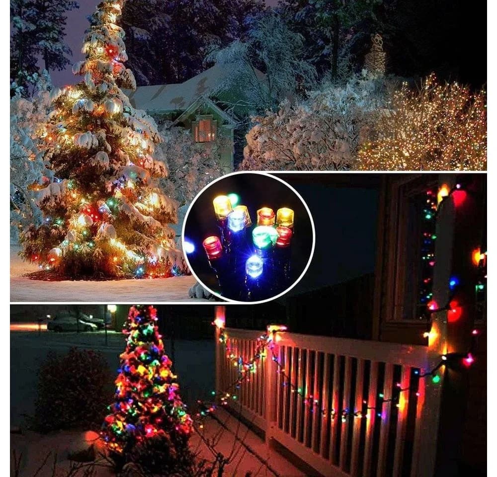 Sunicol Solar LED-Lichterkette 22m 200 LEDs Mehrfarbig mit Lichtsensor