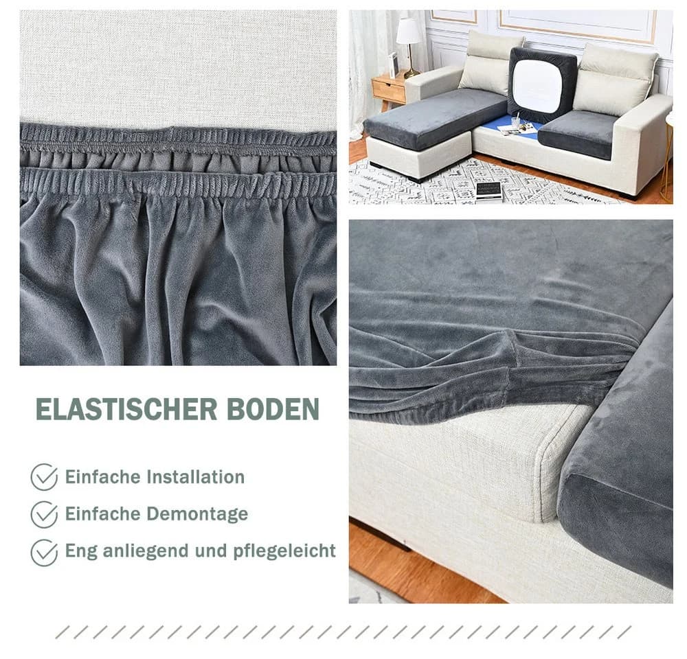 Rosnek Samt-Sofahusse Stretch 1-4 Sitze Grau - Bild 4