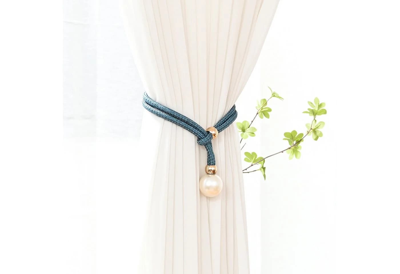 Rosnek Raffhalter 4 cm Durchmesser Blau Perle für Gardinen