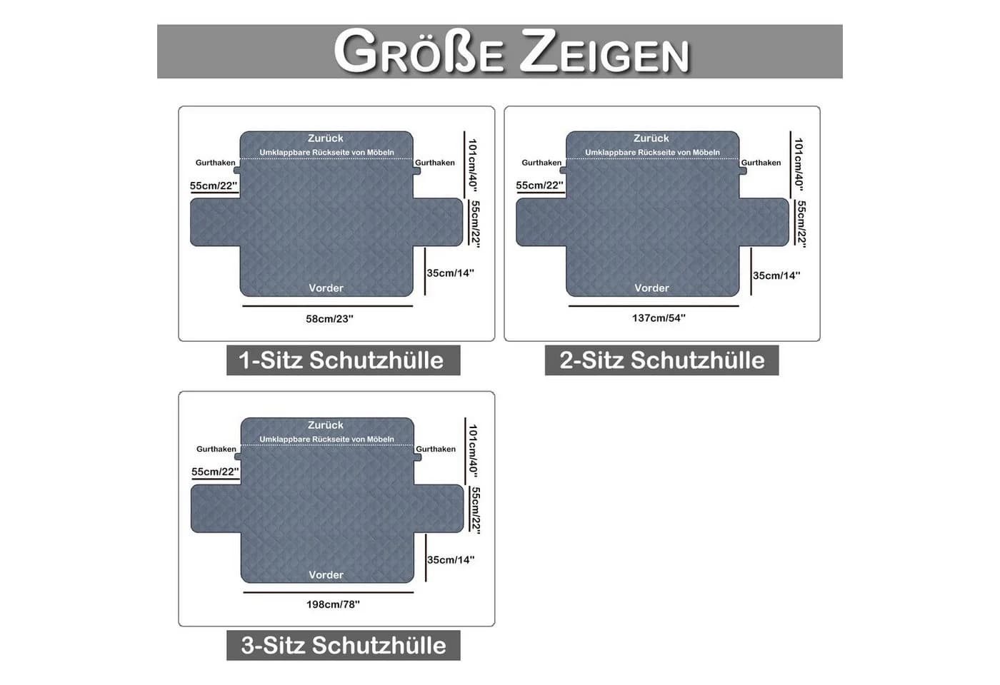 Rosnek Sofa-Bezug Wasserabweisend Gesteppt Antirutschmatte