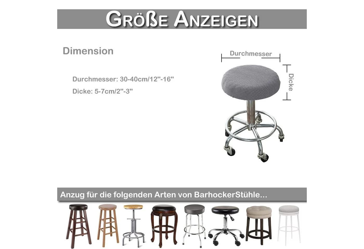 Rosnek Stuhlhusse Barhockerbezug Stretch Beige Polyester - Bild 3