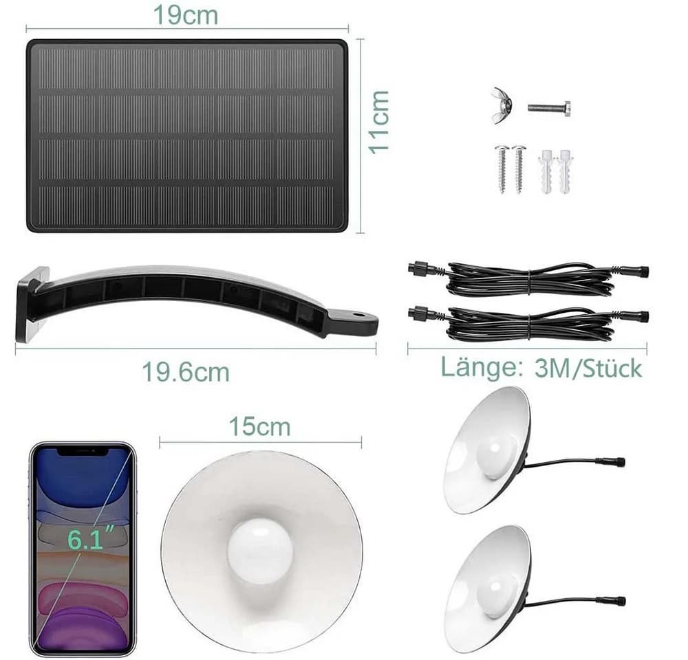 Rosnek Solar-Pendelleuchte Außen 1-4 Köpfe Schwarz IP65 Retro - Bild 3