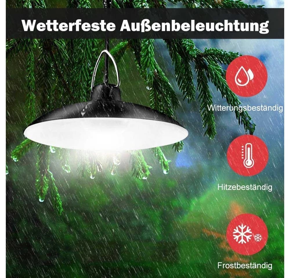 Rosnek Solar-Pendelleuchte Außen 1-4 Köpfe Schwarz IP65 Retro - Bild 5