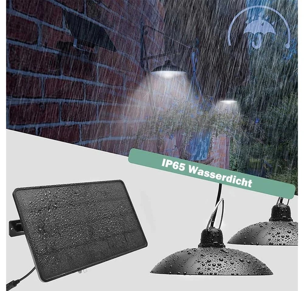 Rosnek Solar-Pendelleuchte 1-4 Köpfe Schwarz IP65 Wasserdicht - Bild 4