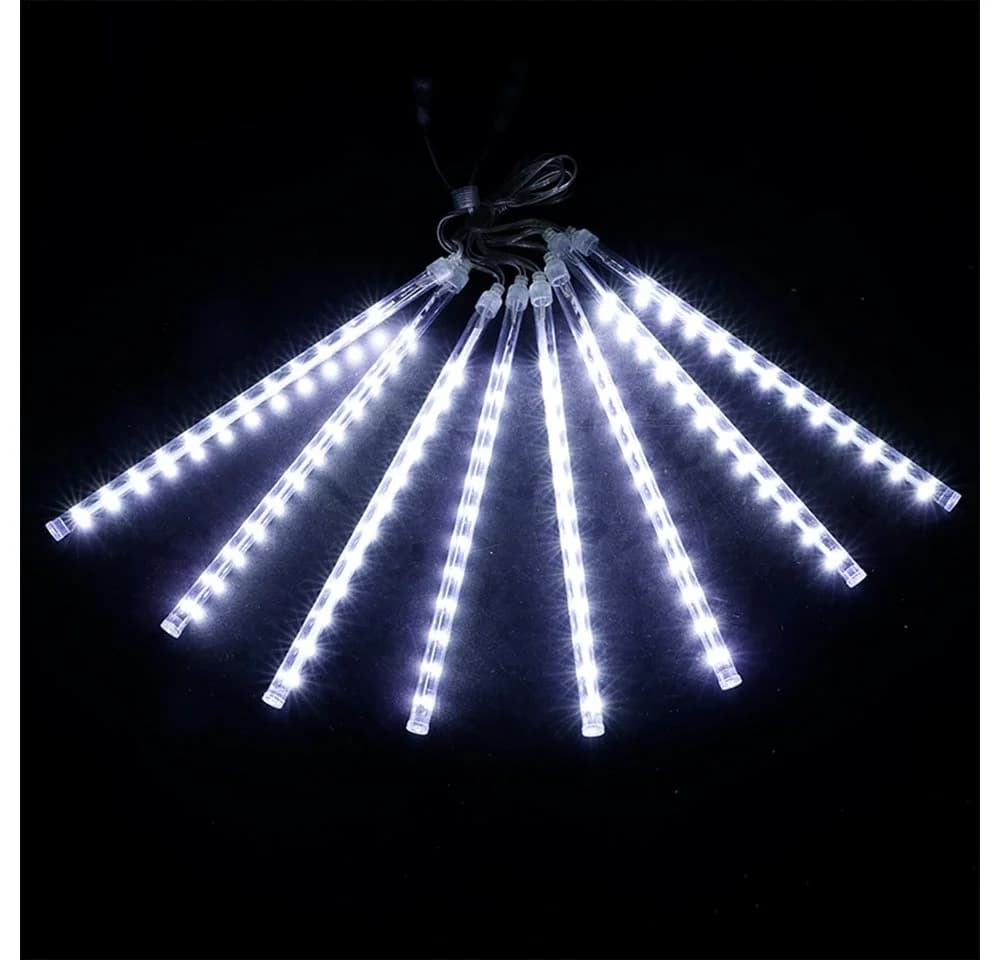 Rosnek LED Eiszapfen Lichterkette 8 Röhren PVC Deko