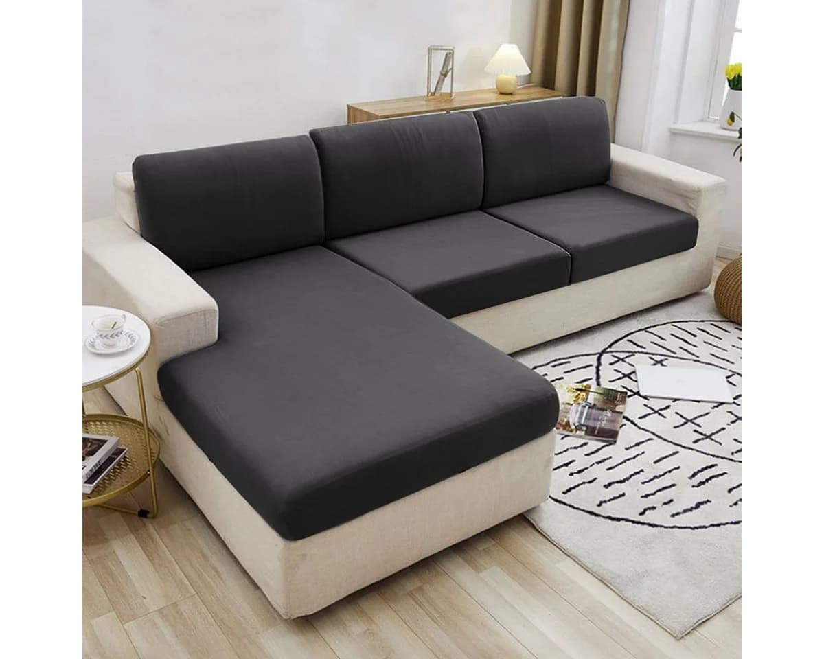 Rosnek Sofahusse 1/2/3 Sitzer Sofa Sitzbezug Grau Stretch - Bild 4