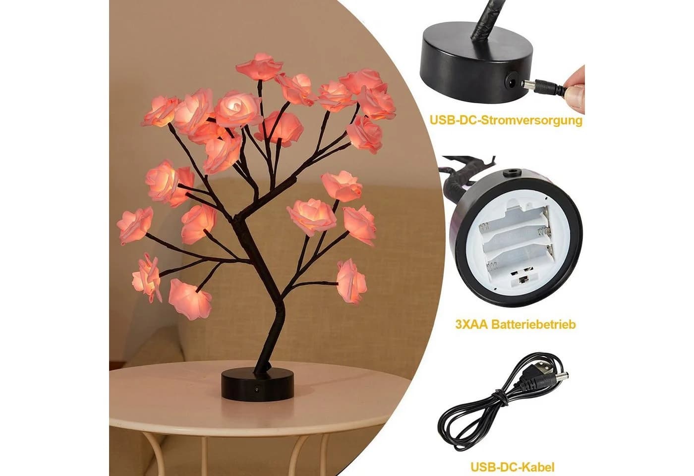 Rosnek LED Tischleuchte Bonsai-Baum Nachtlicht Warmweiß - Bild 3