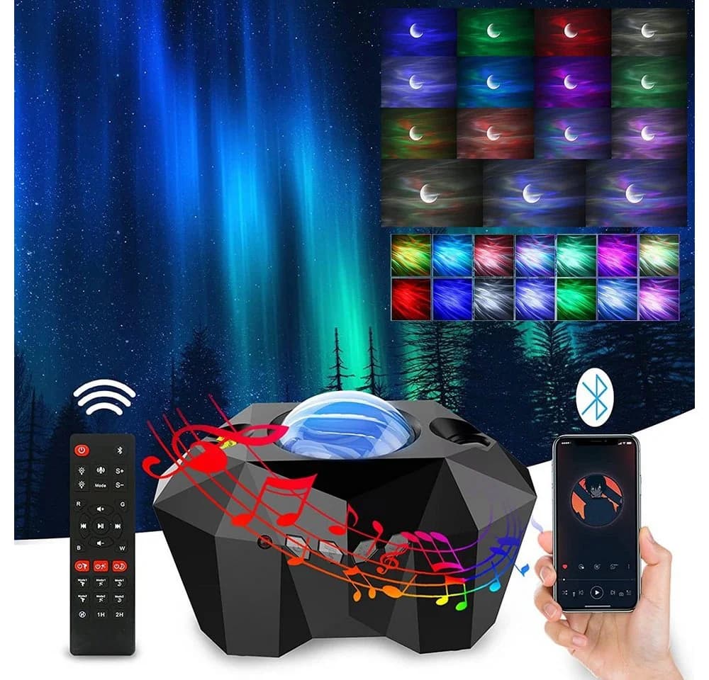 Rosnek Aurora Stern Projektor mit Bluetooth & Fernbedienung Schwarz - Bild 2