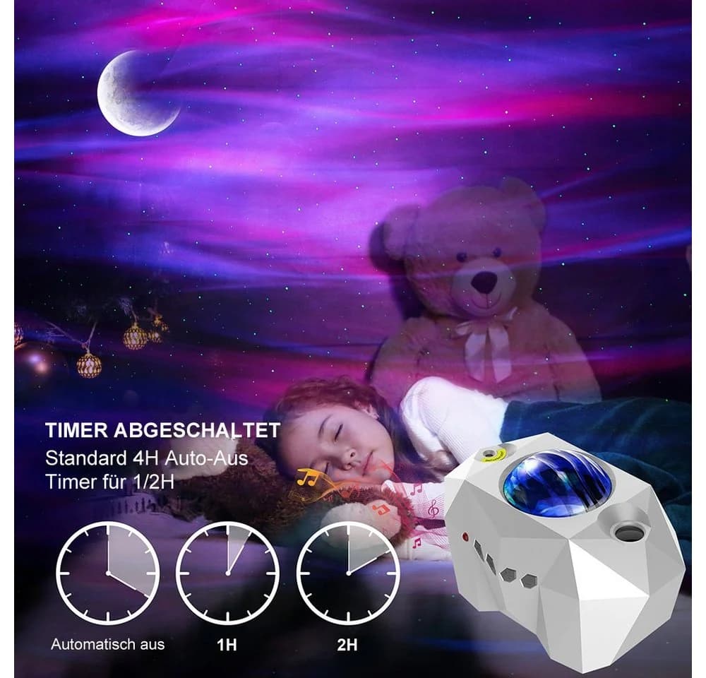 Rosnek Aurora Star Moon Lichter Projektor mit Bluetooth & Fernbedienung - Bild 4