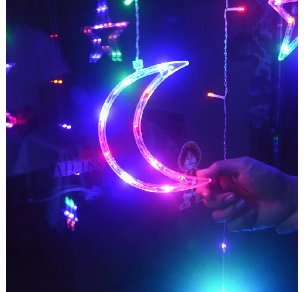 Rosnek LED-Lichtervorhang Sterne 8 Modi Warmweiß Bunt - Bild 3