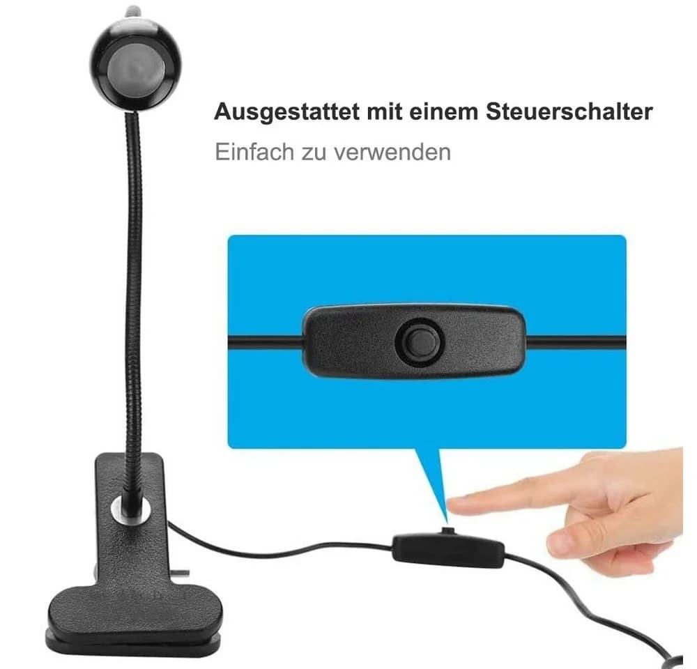 Rosnek LED Klemmtischleuchte Schwarz/Silber 360° Schwanenhals USB - Bild 4