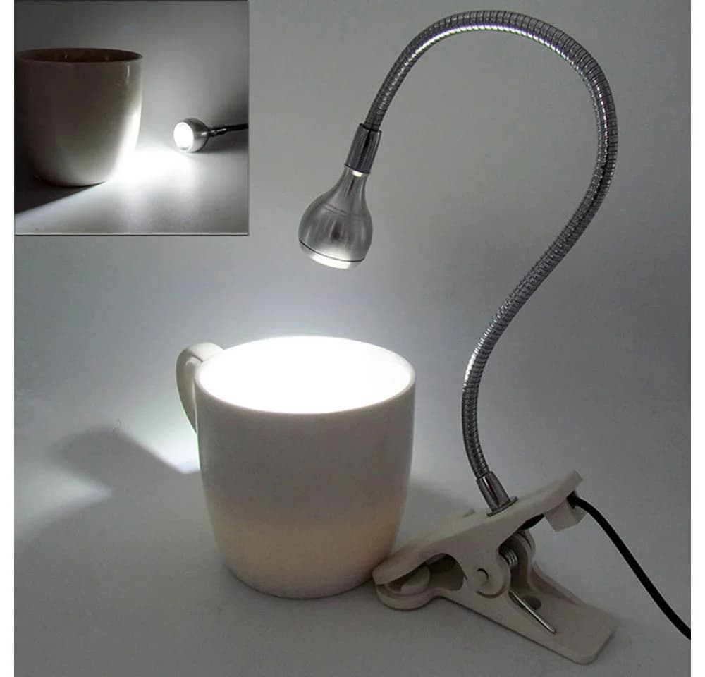Rosnek LED Klemmtischleuchte Silber Schwarz USB Augenschutz - Bild 2
