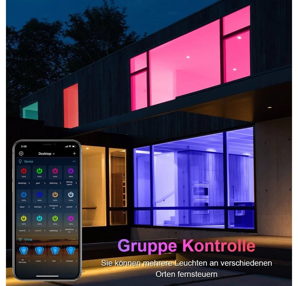 Sunicol LED Deckenleuchte Smart RGB+CCT WiFi Timer Unterputzmontage