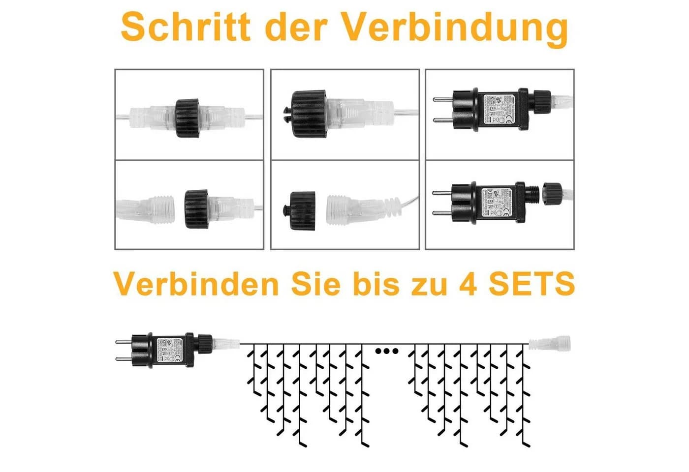 Sunicol LED-Lichtervorhang 5/10/15M, 8 Modi, Warmweiß - Bild 4