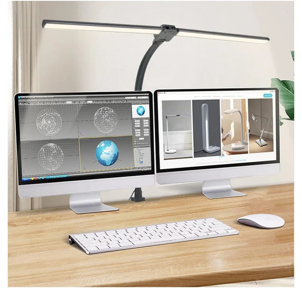 Sunicol LED Schreibtischlampe 360° Schwenkbar Doppelkopf 5 Farben 5 Helligkeitsstufen - Bild 2