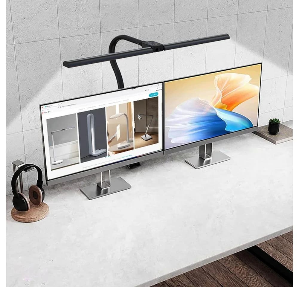 Sunicol LED Schreibtischlampe 360° Schwenkbar Doppelkopf 5 Farben 5 Helligkeitsstufen - Bild 5