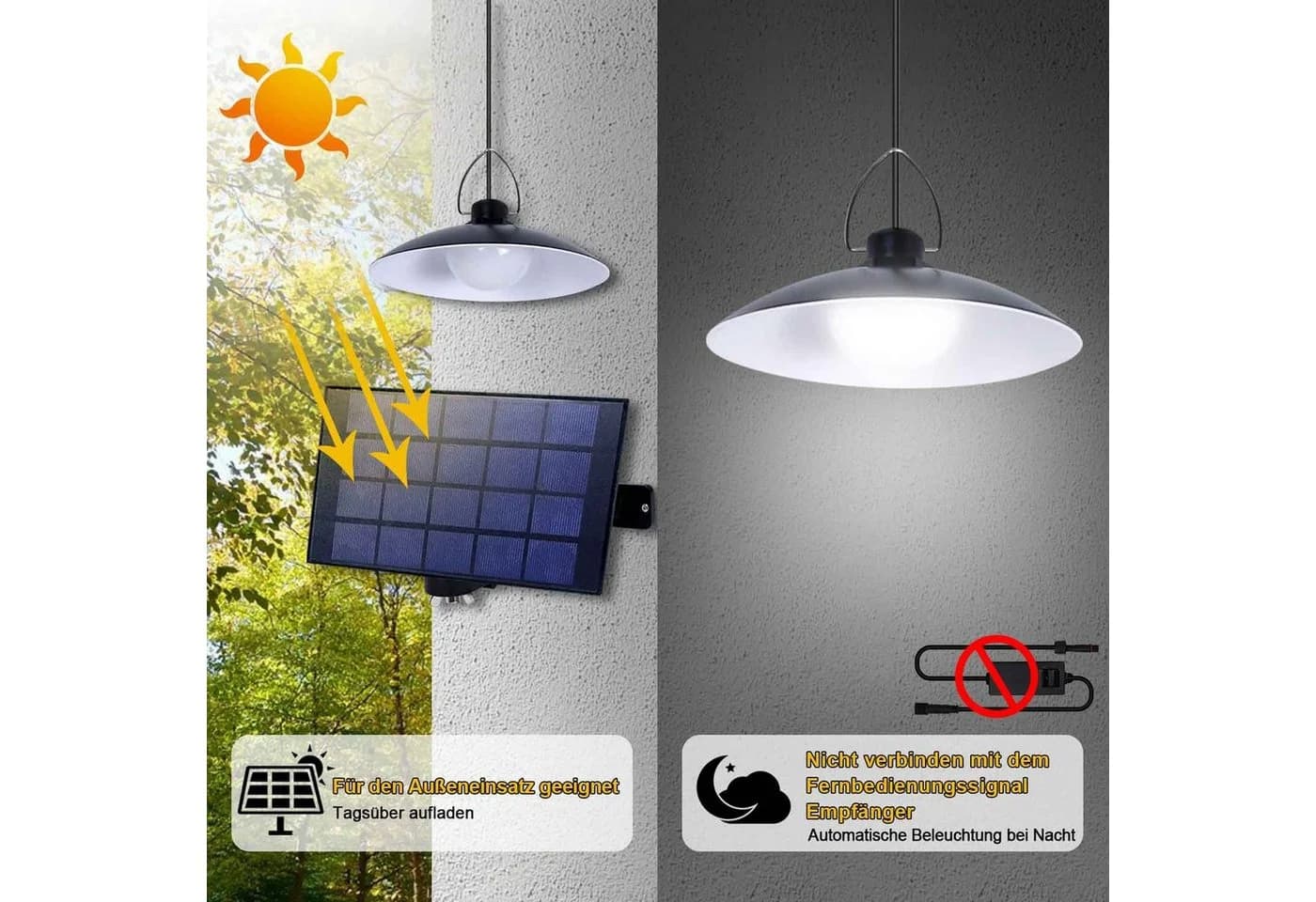 Sunicol LED Solar Pendelleuchte Vintage Außen IP65 mit Fernbedienung