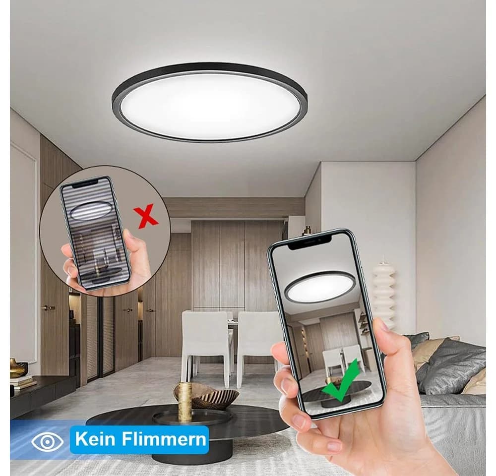 Sunicol Ultraflache LED Deckenleuchte Schwarz Dimmbar - Bild 3