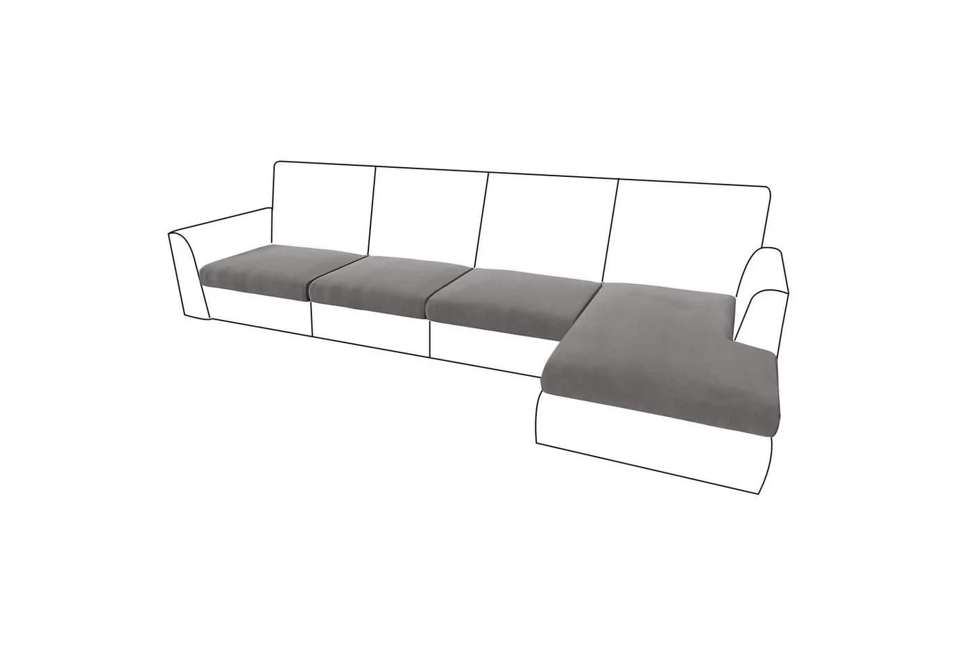 Rosnek Samt Sofahusse Stretch Schonbezug Grau - Bild 2
