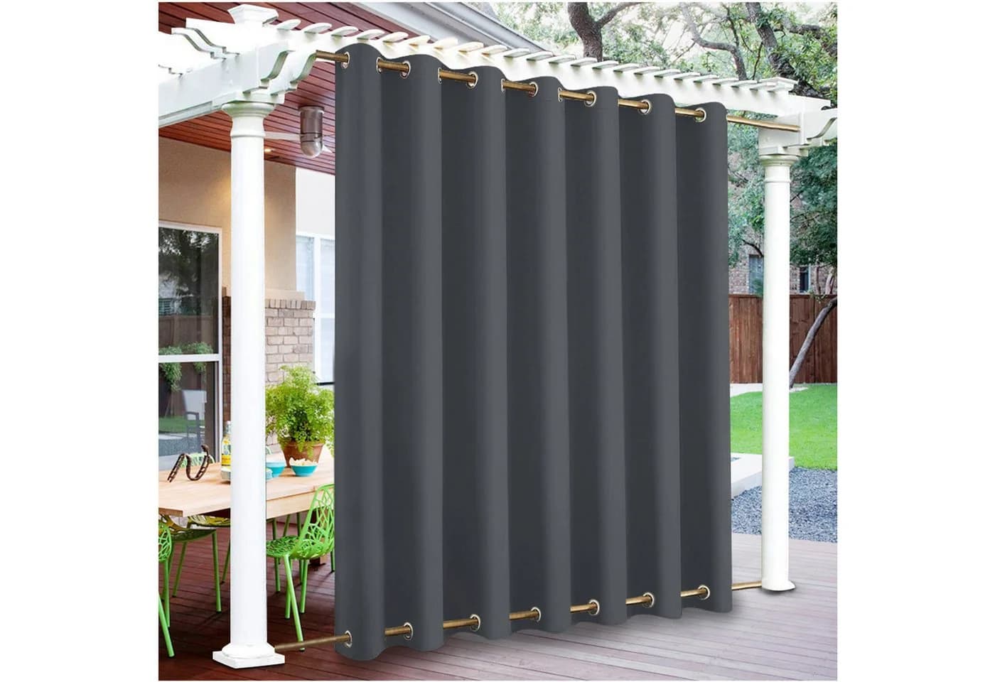 Sunicol Scheibengardine Wasserdicht Outdoor Vorhang Grau - Bild 2