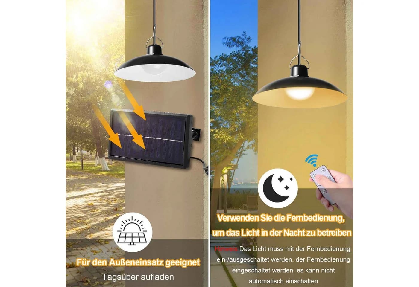 Sunicol LED Solar Hängeleuchte Dimmbar IP65 Weiß