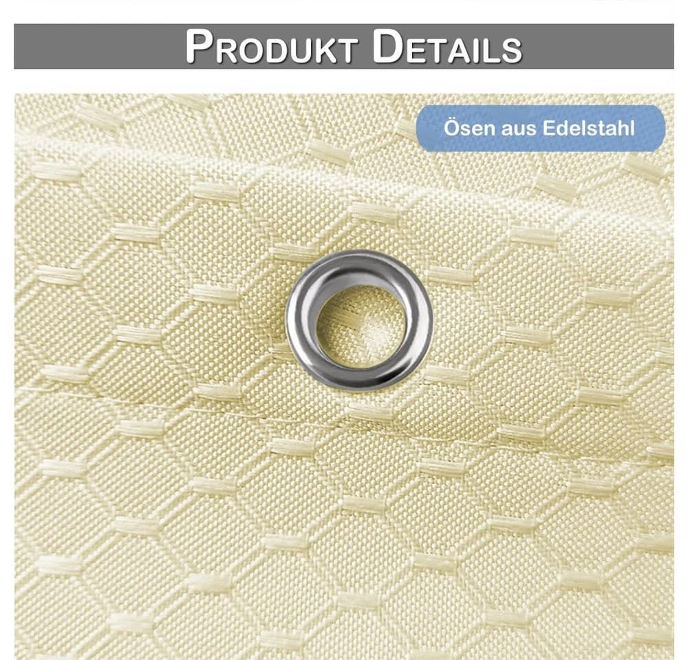 Sunicol Duschvorhang Wasserabweisend Waffel-Design Beige/Blau/Grau/Weiß - Bild 3