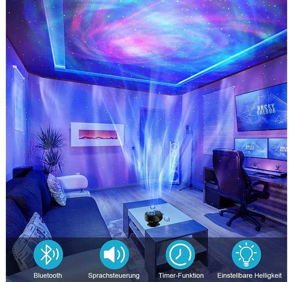 Sunicol LED-Sternenhimmel Projektor Lichter, wechselnde Nebel, Timing, für Party Home Deco, RGB, Sprachsteuerung, Bluetooth