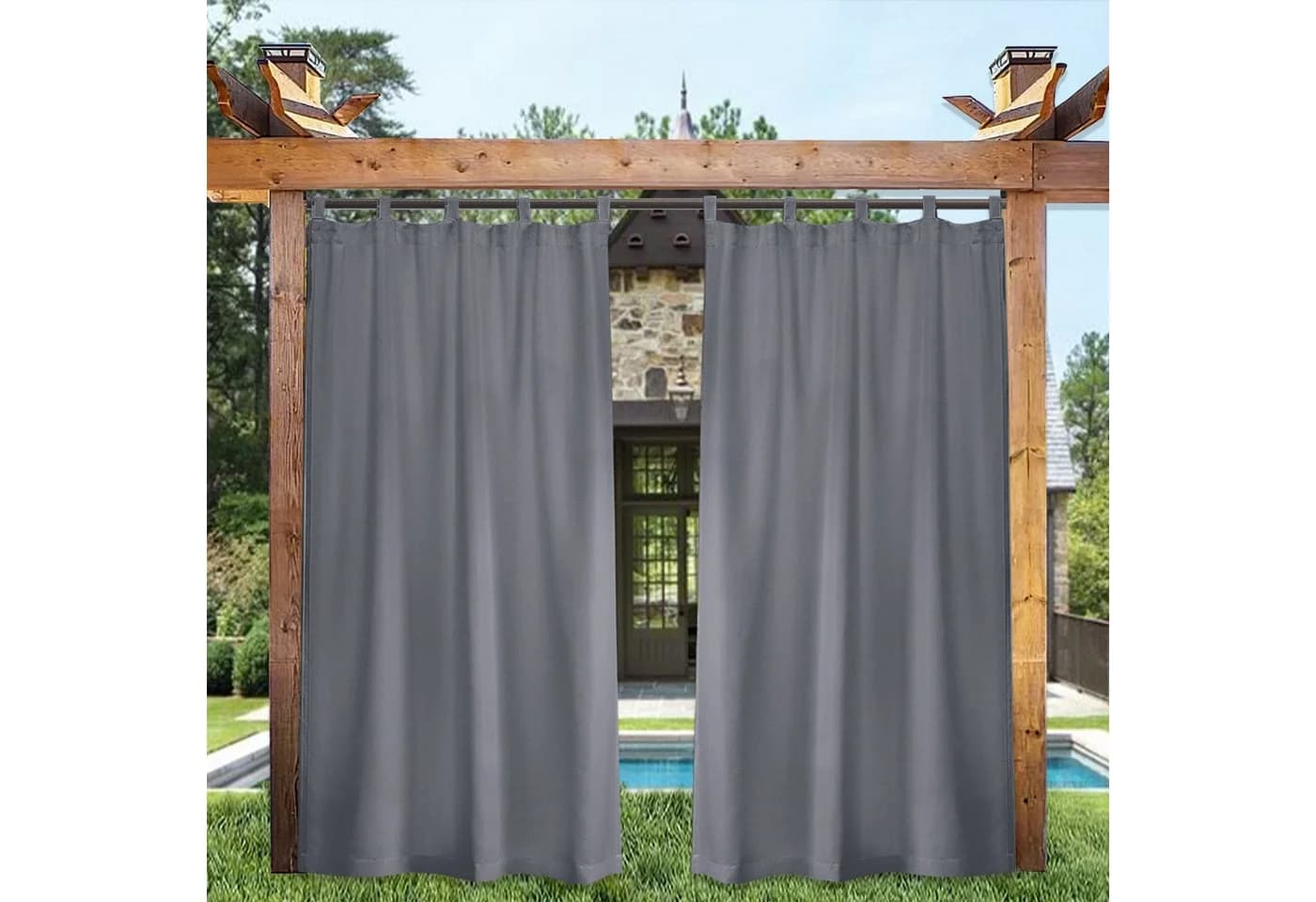 Lapamax Outdoorvorhang Grau Wasserfest UV-Schutz Klettband - Bild 2
