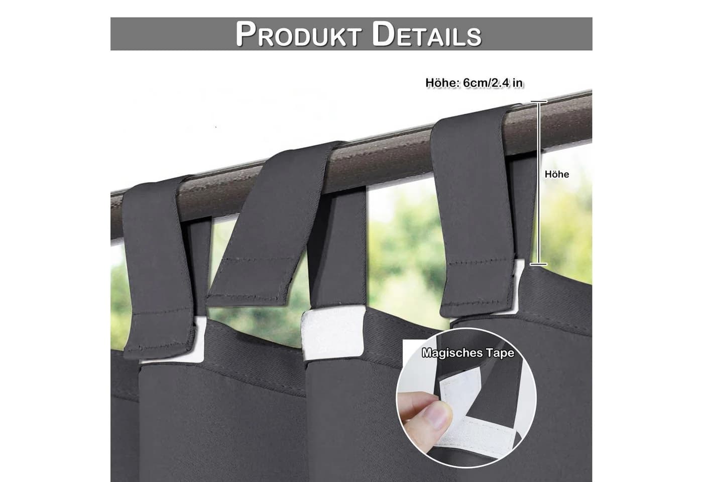 Lapamax Outdoorvorhang Grau Wasserfest UV-Schutz Klettband - Bild 3