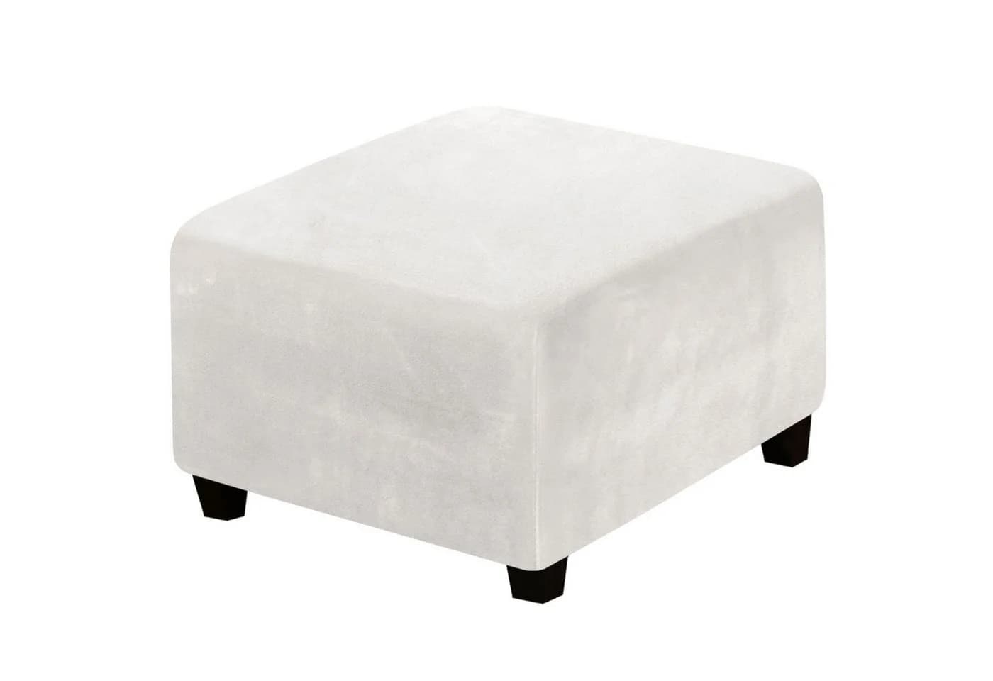 Rosnek Samt Stuhlhusse Stretch Quadratisch für Ottoman Fußhocker Weiß - Bild 2
