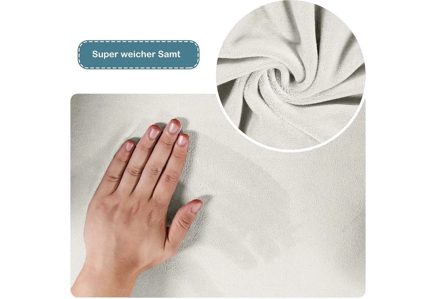 Rosnek Samt Stuhlhusse Stretch Quadratisch für Ottoman Fußhocker Weiß - Bild 4