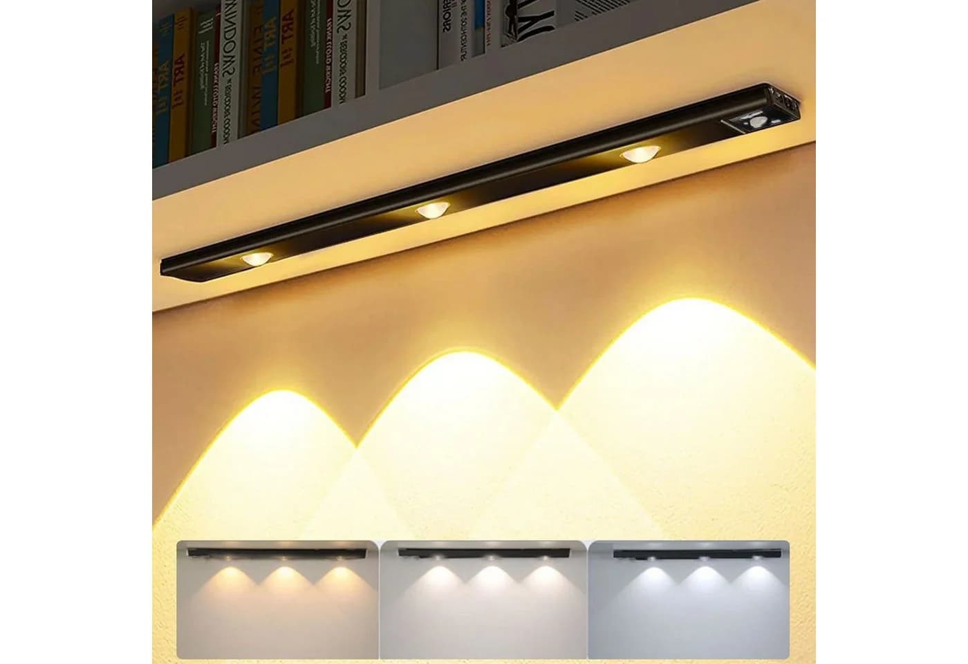 Rosnek LED Lichtleiste Wiederaufladbar 3 Lichtfarben Dimmbar Schwarz - Bild 2