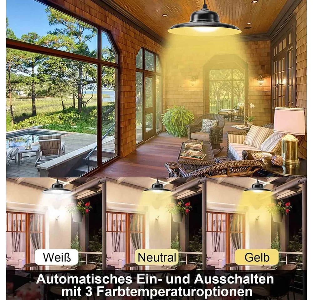 Rosnek LED Außen-Deckenleuchte Solar Dimmbar IP65 Weiss - Bild 4
