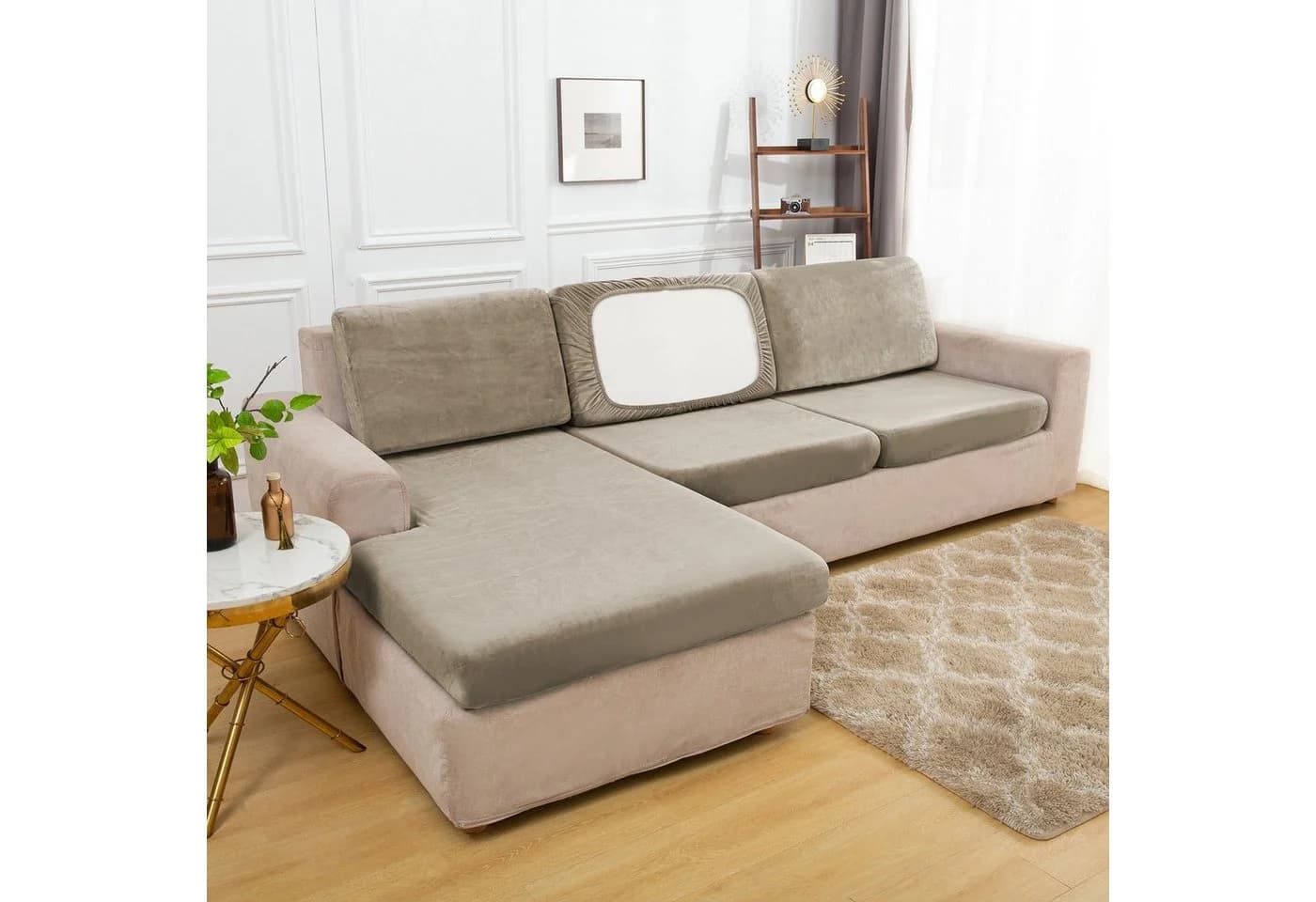 Rosnek Samt Sofahusse Stretch mit elastischer Unterseite - Bild 2