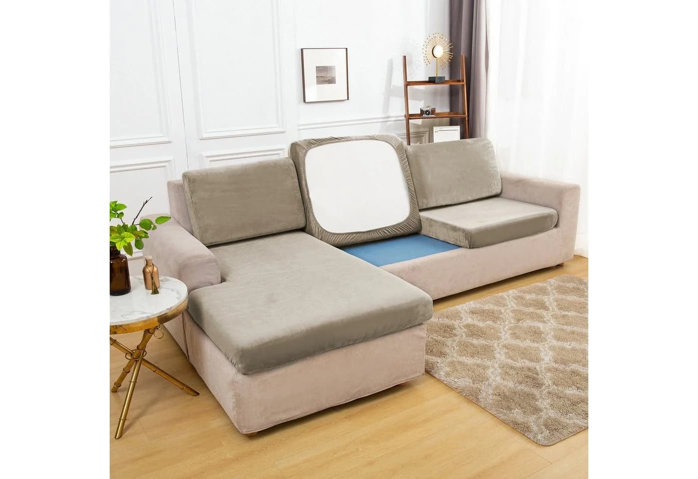 Rosnek Samt Sofahusse Stretch mit elastischer Unterseite - Bild 4