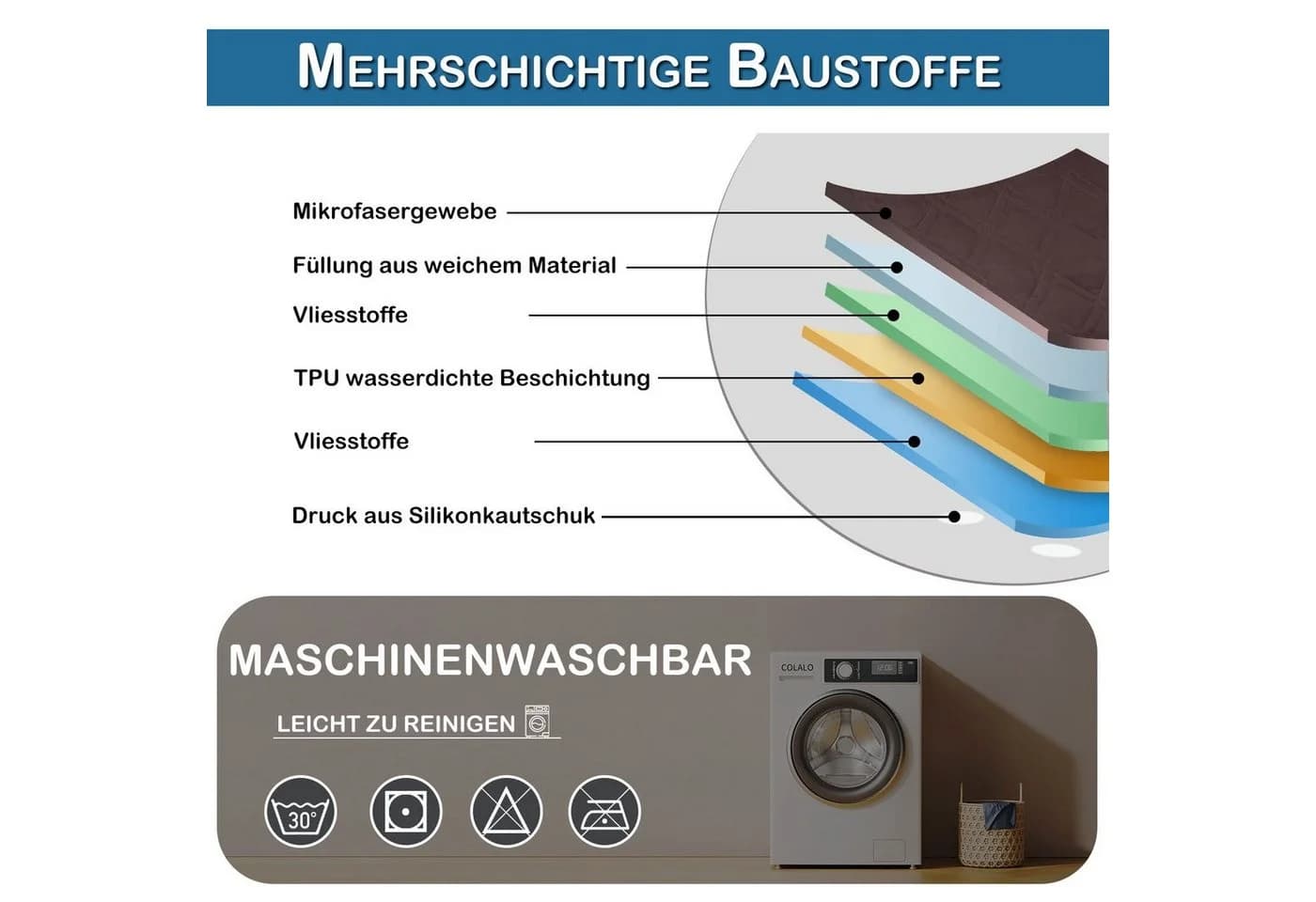Rosnek Bettbezug Gesteppt Wasserdicht Rutschfest Bett Sofa Haustiermatte - Bild 5