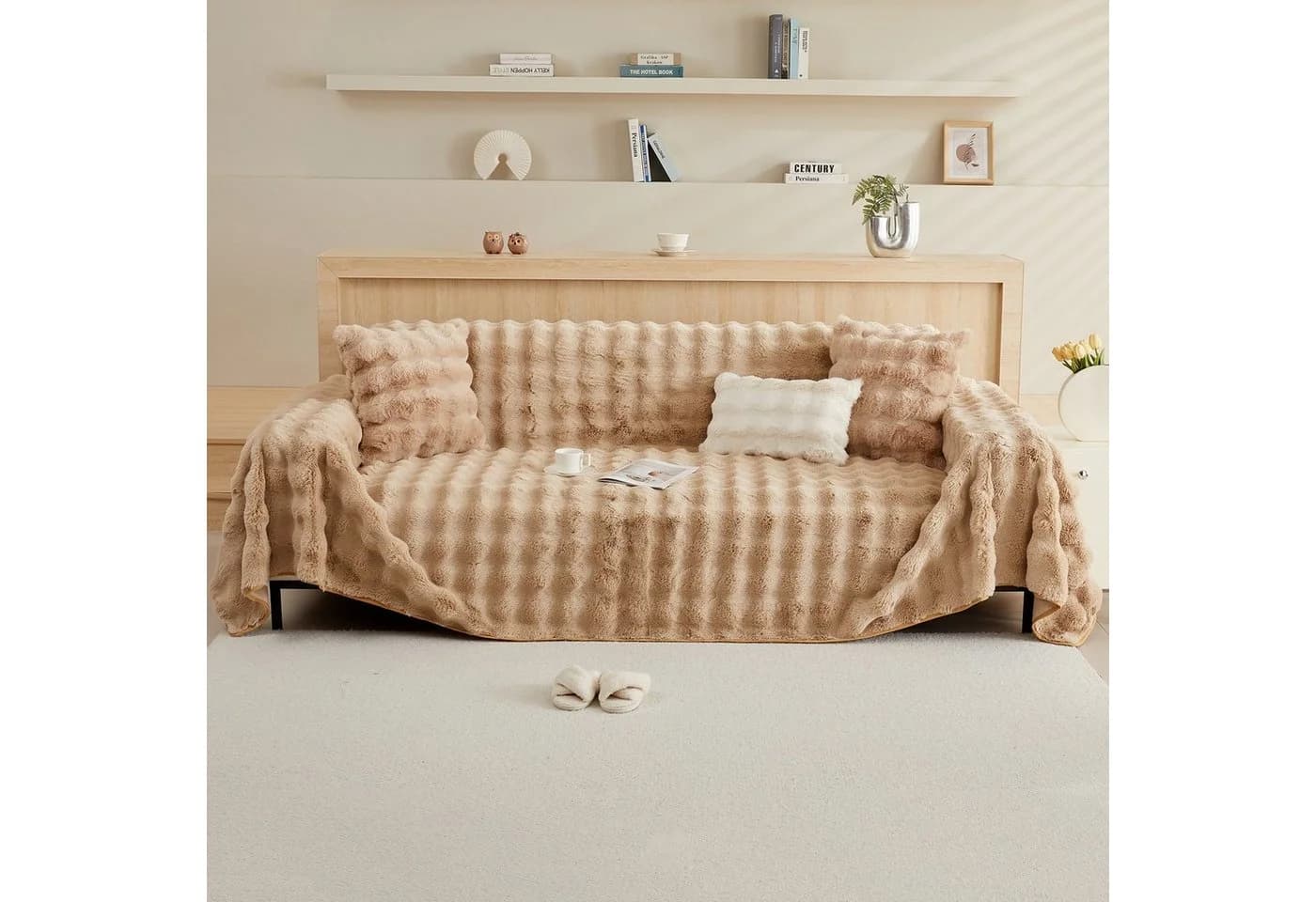 Rosnek Shaggy Sofahusse Wellendesign Warm Rutschfest