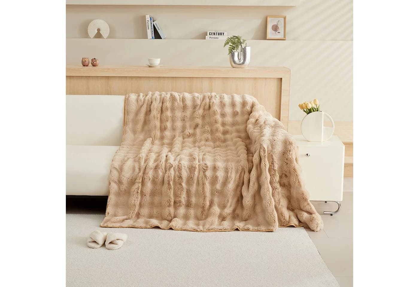 Rosnek Shaggy Sofahusse Wellendesign Warm Rutschfest - Bild 3