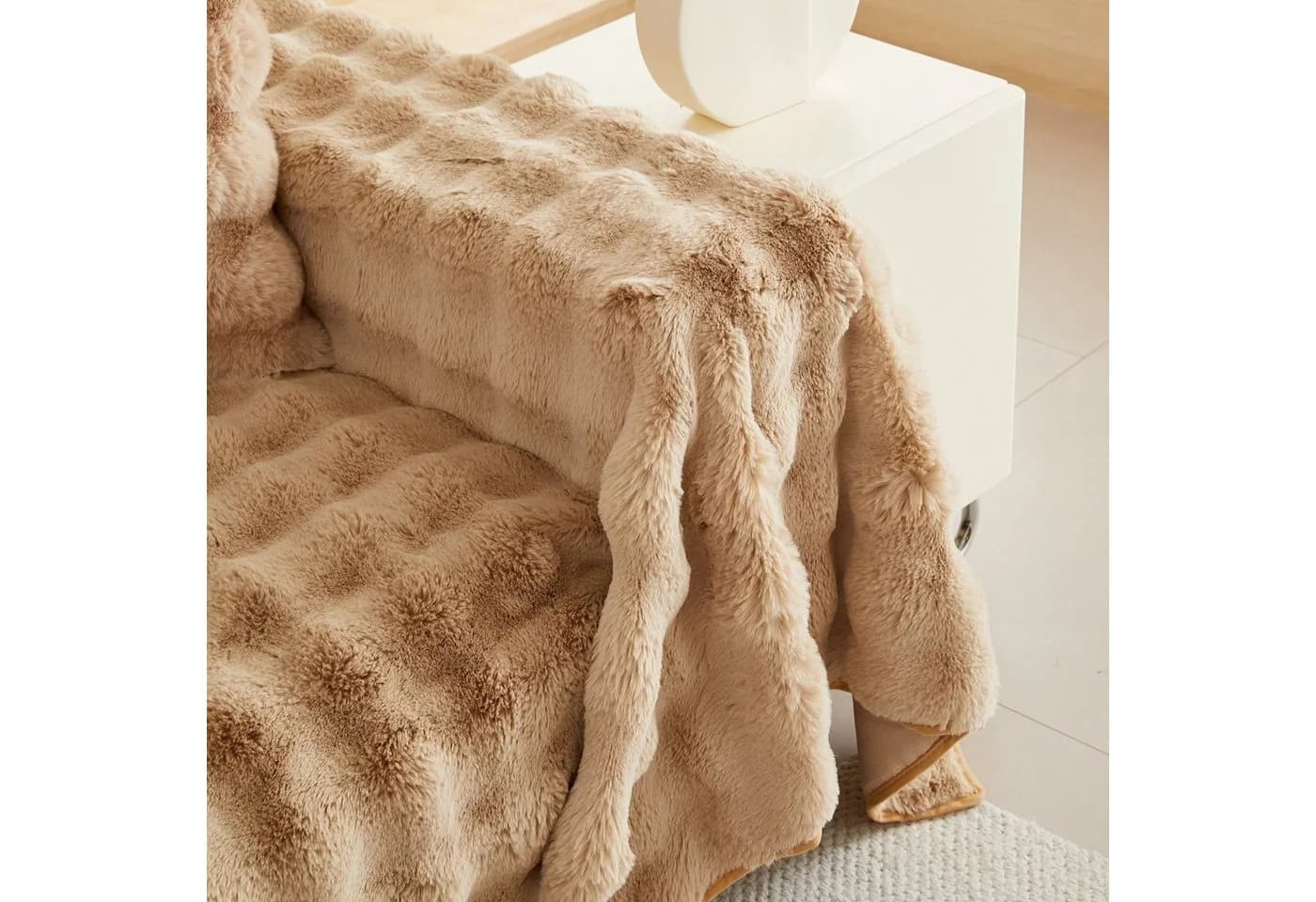 Rosnek Shaggy Sofahusse Wellendesign Warm Rutschfest - Bild 5