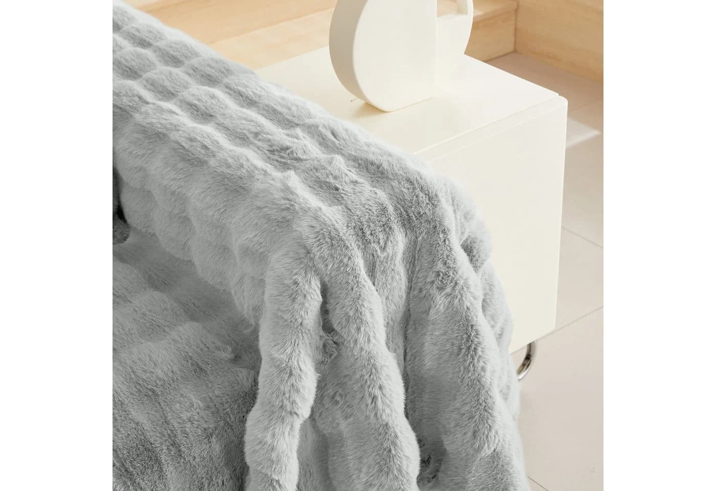 Rosnek Sofahusse Zottelig Warm Wellendesign Rutschfest Grau - Bild 5