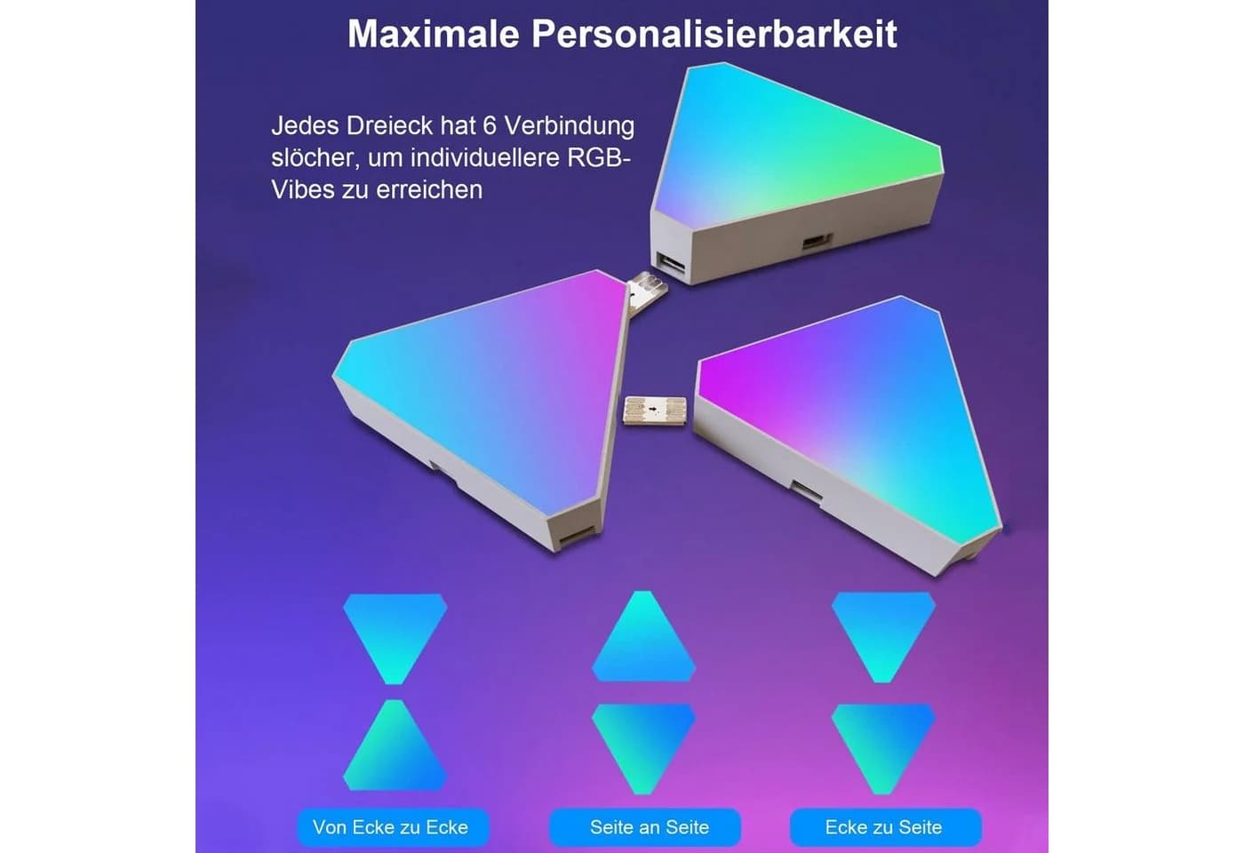 MUPOO LED Wandleuchte Dreiecke LED Panel Dekolicht WIFI-APP LED Nachtlicht
