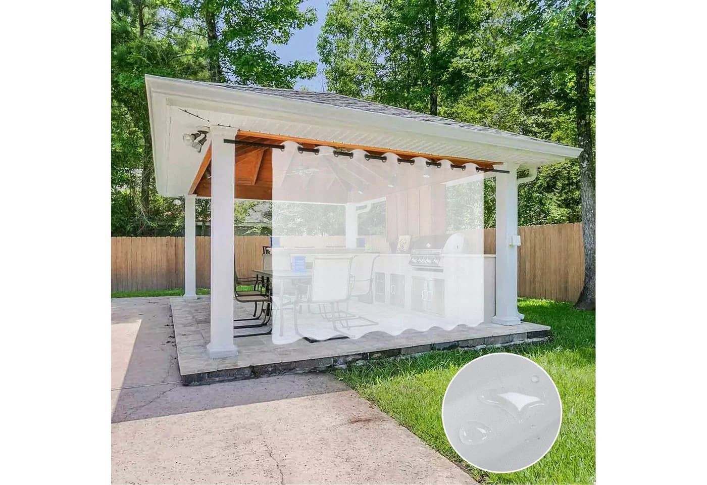 BTTO V&G Outdoorvorhang Transparent mit Ösen, Terrassenvorhang Wasserdicht - Bild 2