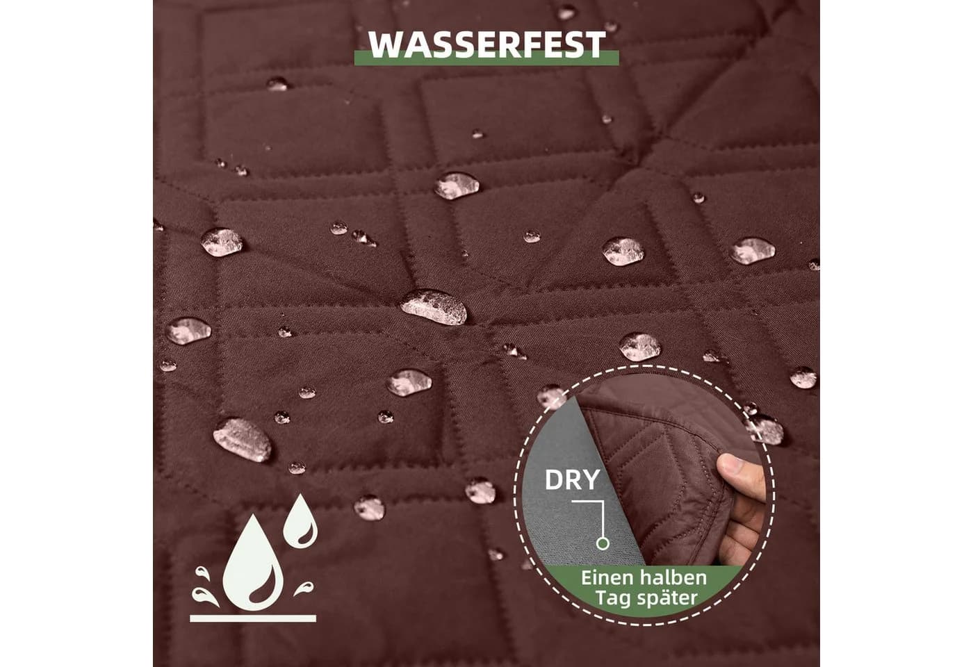 BTTO Sofahülle L-Form Wasserdicht Gesteppt Braun - Bild 5
