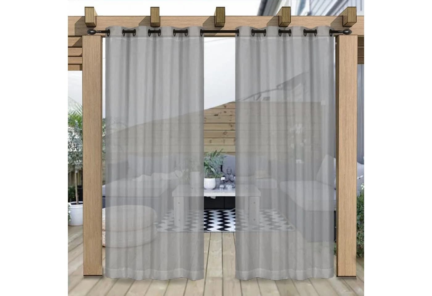 BTTO V&G Wasserdichter Outdoor-Vorhang Transparent mit Ösen - Bild 3